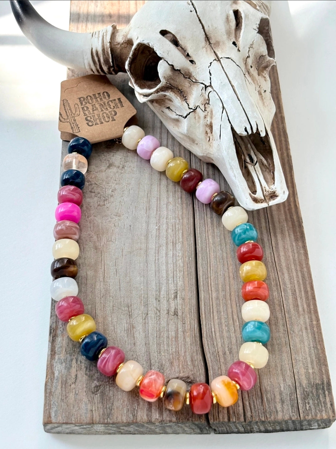Marble Glass Bead Statement Necklace