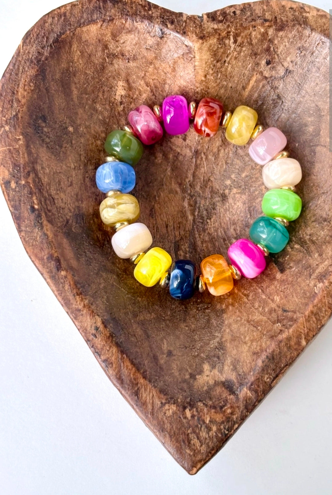 Marble Glass Bead Stretch Bracelet