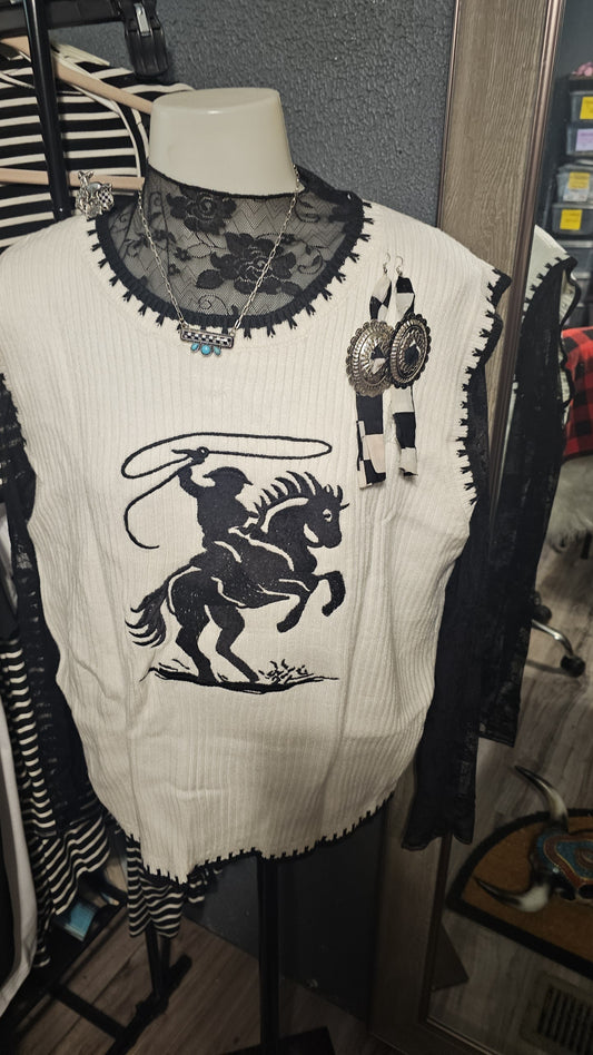 Western Rodeo Cowboy Sweater Top