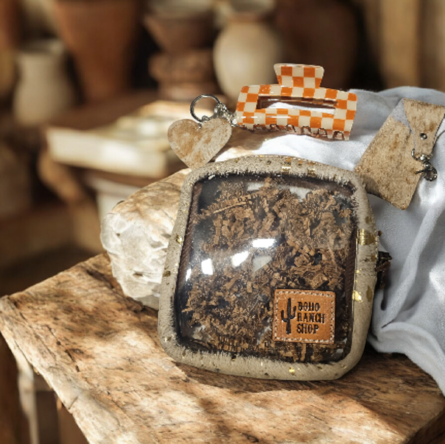 Cowhide Cosmetic Clear Case Bundle