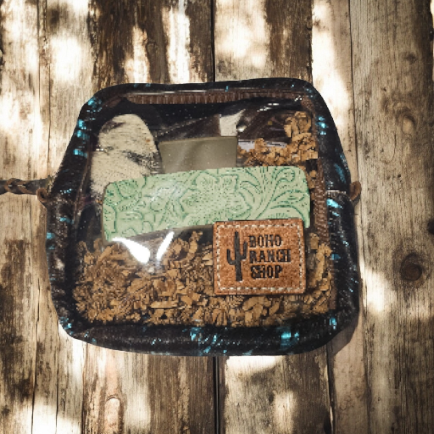 Cowhide Cosmetic Clear Case Bundle