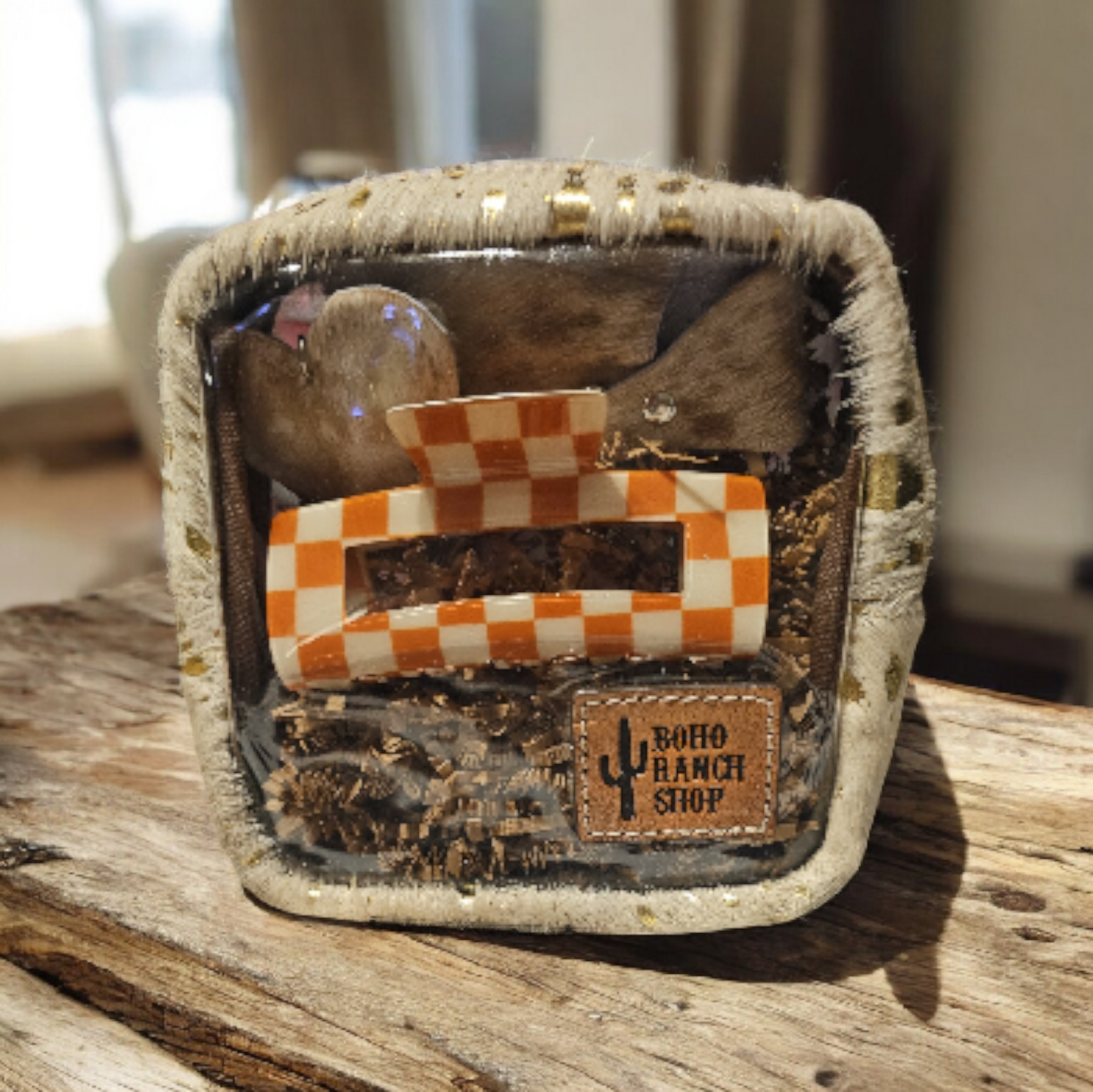 Cowhide Cosmetic Clear Case Bundle