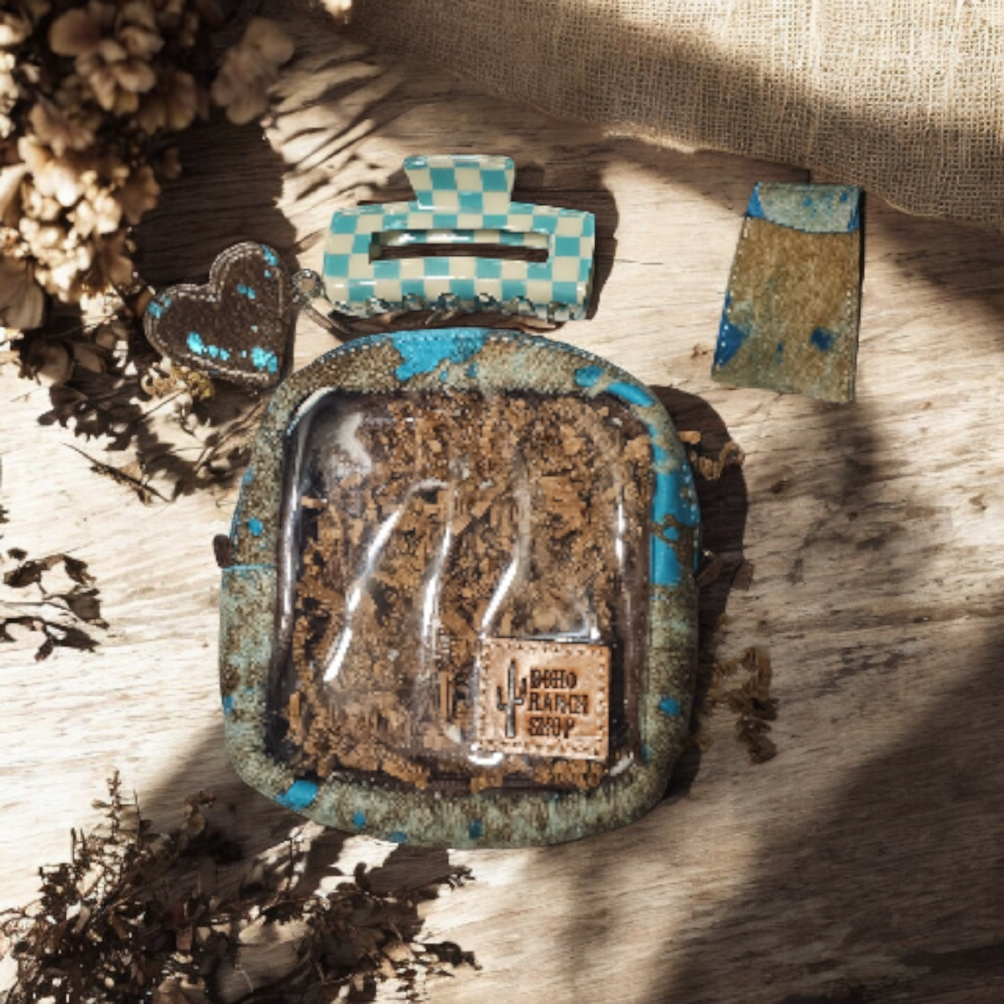 Cowhide Cosmetic Clear Case Bundle