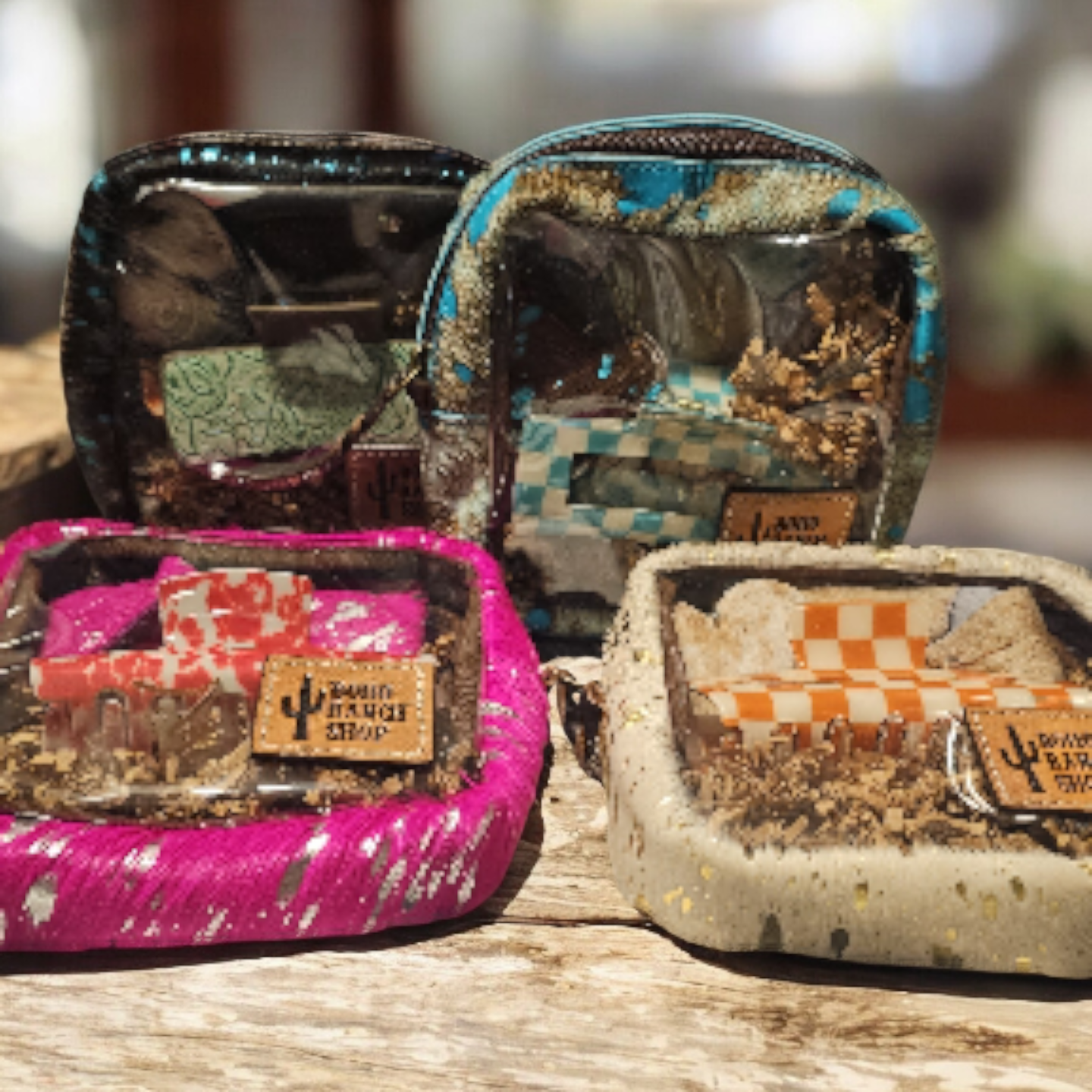 Cowhide Cosmetic Clear Case Bundle