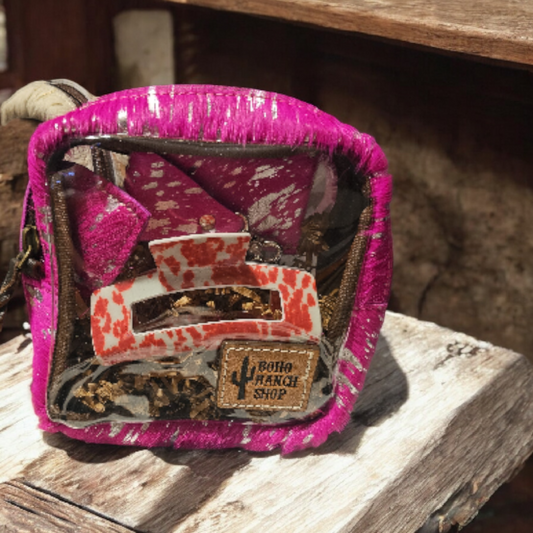 Cowhide Cosmetic Clear Case Bundle