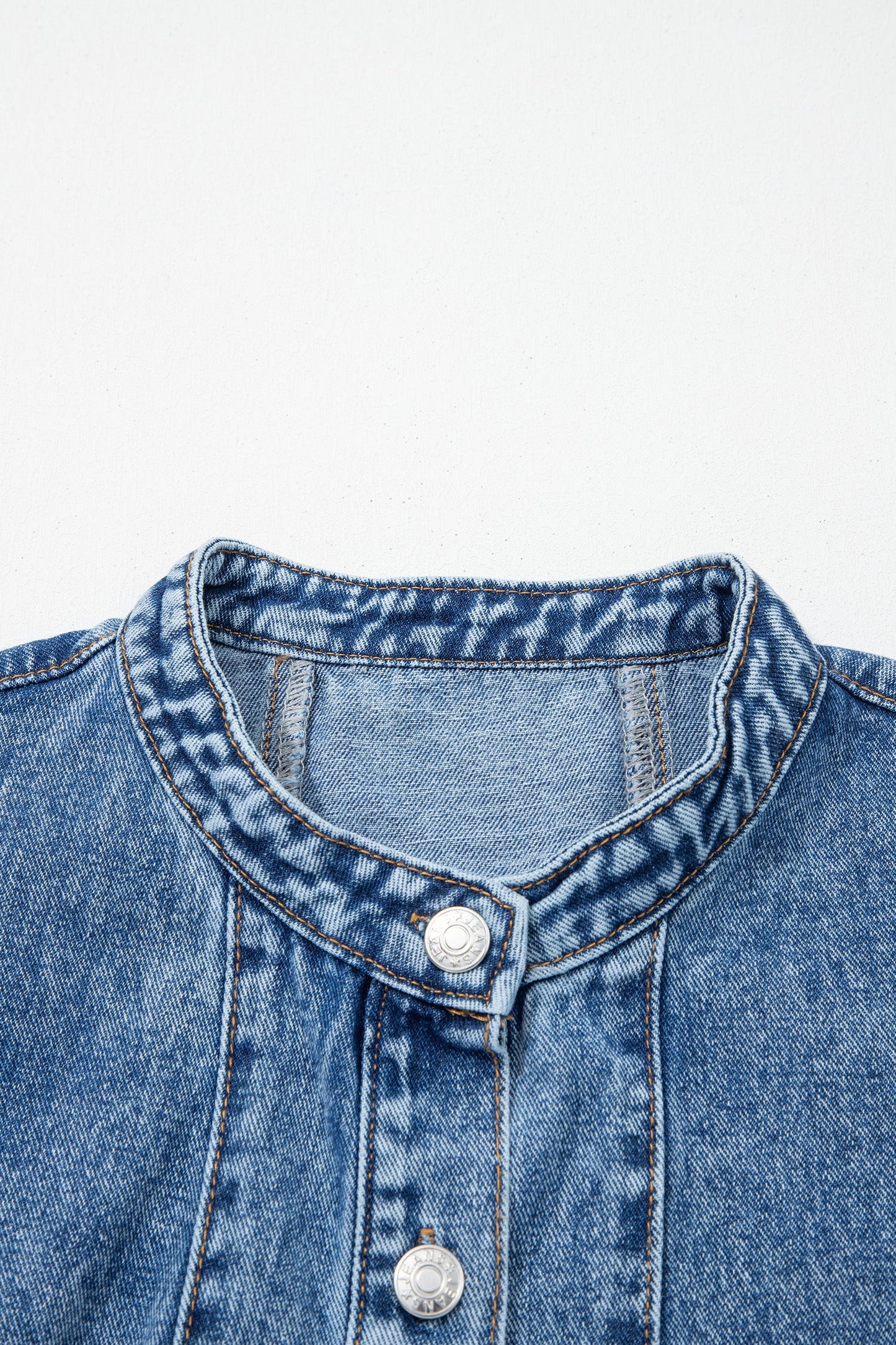 Western Denim Belted Button Down Sleeveless Dress