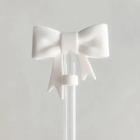 Straw Cover 10mm "Large White Bow"