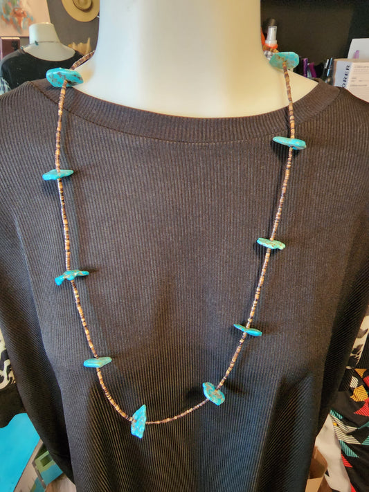 Shell and Slab turquoise Necklace