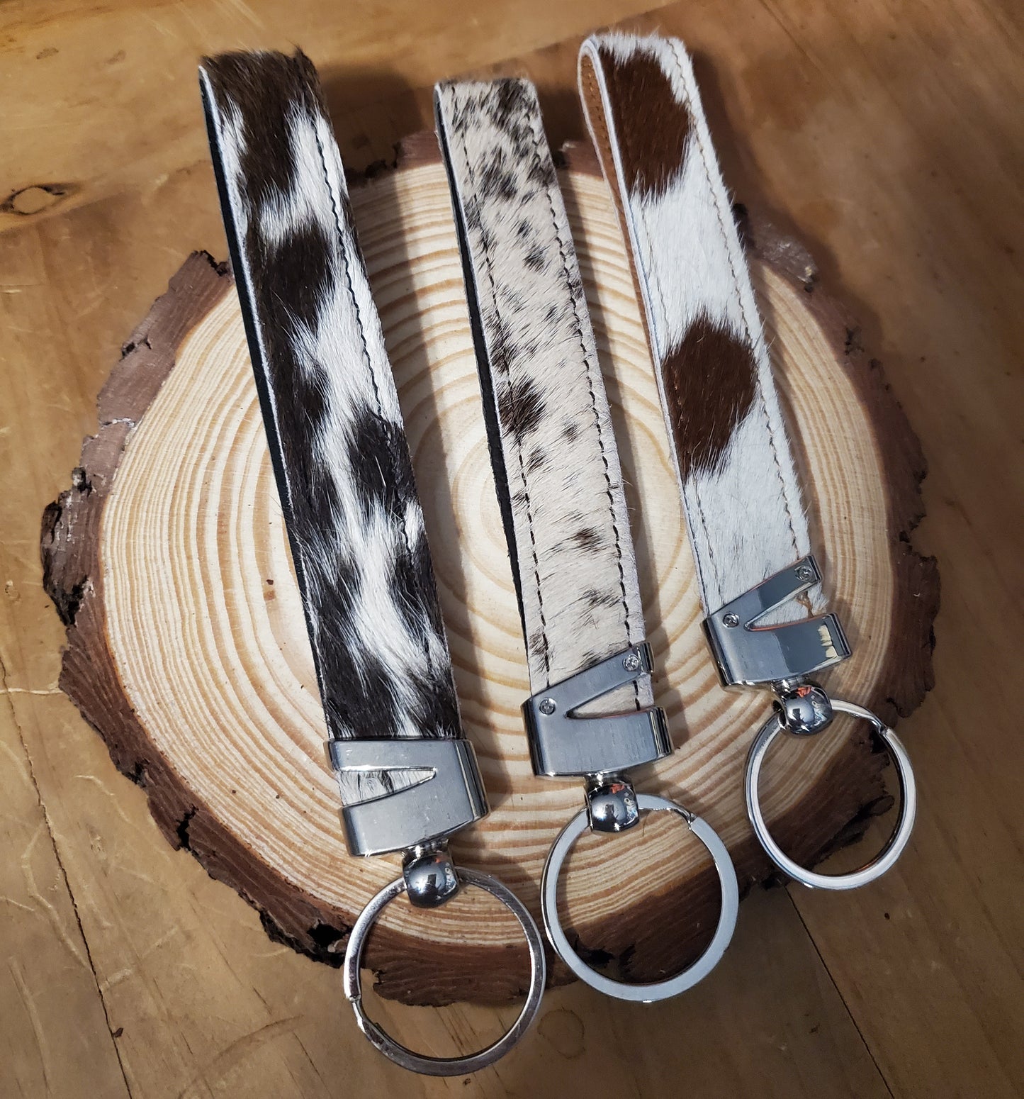 Cowhide Wristlet Keychain