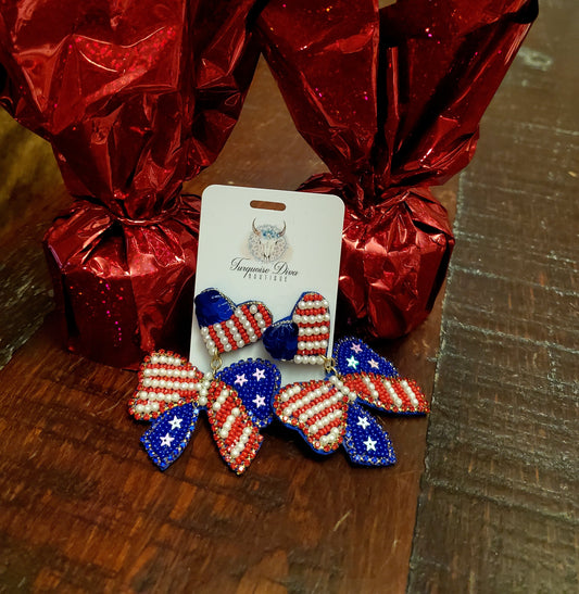 American Embellished Bow Earrings