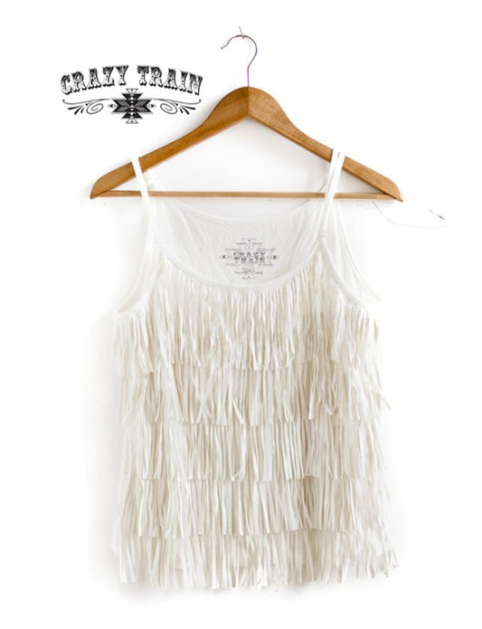 Feelin' Fringy Top White