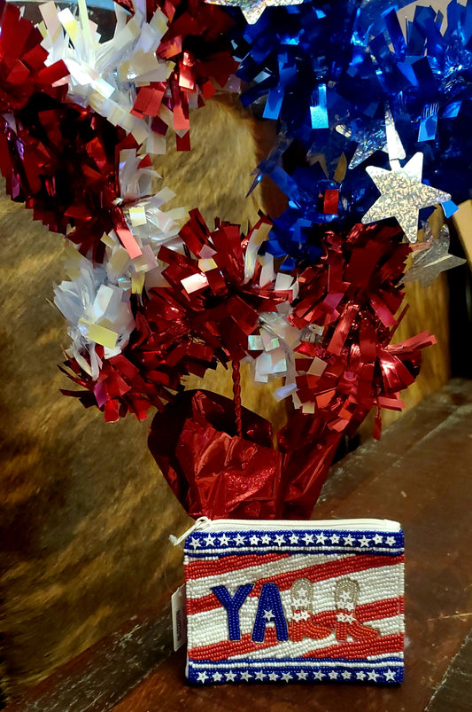 YALL Patriotic Beaded Pouch